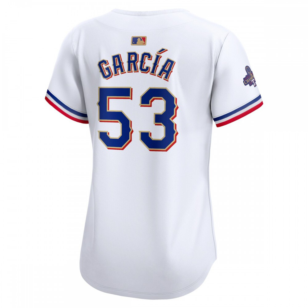 Adolis Garcia Texas Rangers Women's 2024 Gold Collection Limited Player Jersey – White-Pro Kit Vault | Brand New 26/27 Sports Jerseys